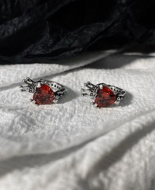 sterling vintage love crown zircon earrings