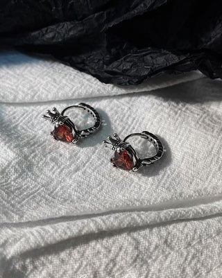 sterling vintage love crown zircon earrings