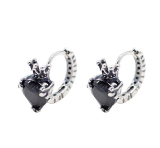 sterling vintage love crown zircon earrings