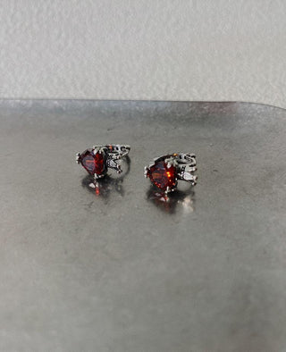 sterling vintage love crown zircon earrings