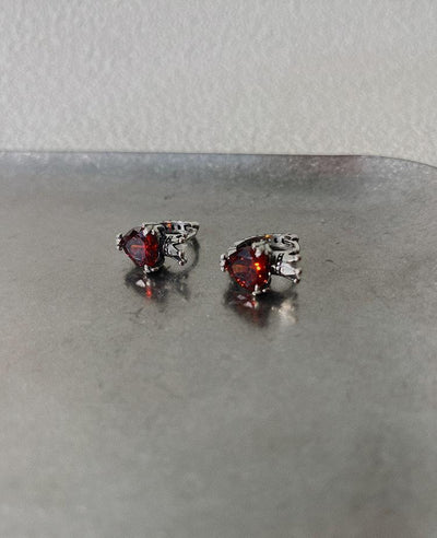 sterling vintage love crown zircon earrings