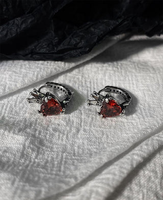 sterling vintage love crown zircon earrings