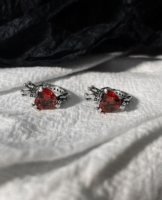 sterling vintage love crown zircon earrings