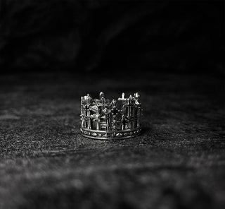 vintage black gemstone crown open ring