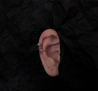 sterling silver thorn rose non-pierced ear clip