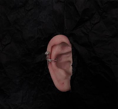 sterling silver thorn rose non-pierced ear clip