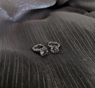 sterling silver retro distressed round earrings