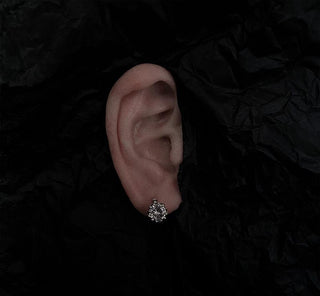 sterling silver retro distressed round earrings