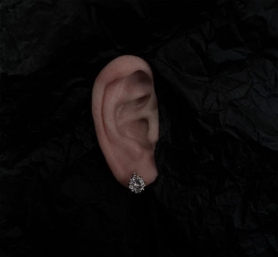 sterling silver retro distressed round earrings