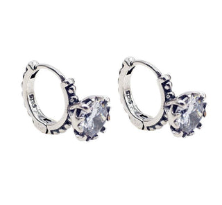 sterling silver retro distressed round earrings