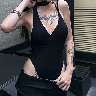 V-neck Sexy Slim Backless Irregular Jumpsuit