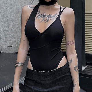 V-neck Sexy Slim Backless Irregular Jumpsuit