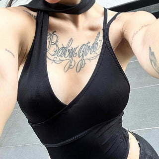 V-neck Sexy Slim Backless Irregular Jumpsuit