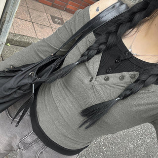 Fake Two-Round Neck Knitted top