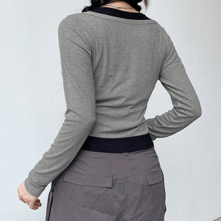 Fake Two-Round Neck Knitted top