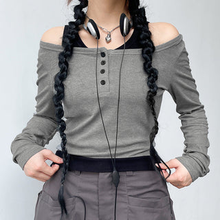 Fake Two-Round Neck Knitted top