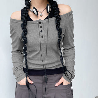 Fake Two-Round Neck Knitted top