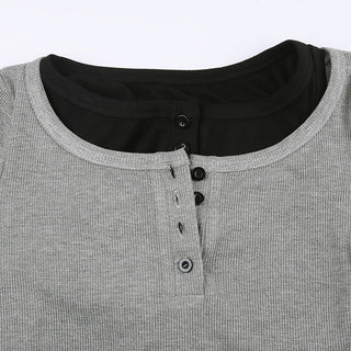 Fake Two-Round Neck Knitted top