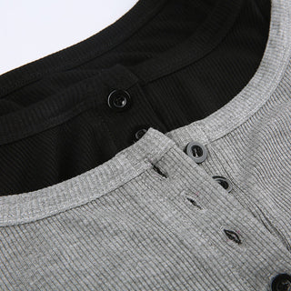 Fake Two-Round Neck Knitted top