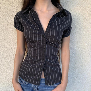 French Elegant Bubble Sleeve Top