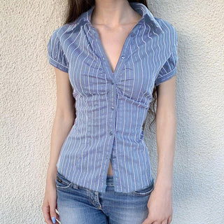 French Elegant Bubble Sleeve Top