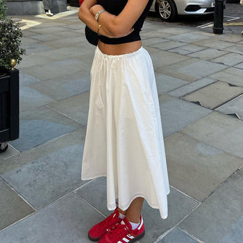 Lace Drawstring Long Skirt