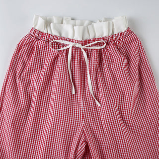 Lace stitching loose straight pants
