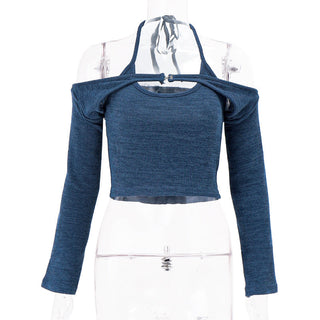 Off-shoulder Strap Knitted Top