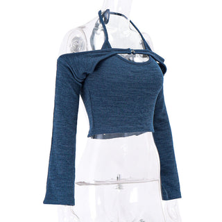 Off-shoulder Strap Knitted Top