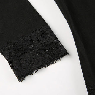 Lace U-neck long-sleeved Top