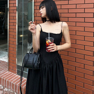 Black Corsetry Maxi Skater Dress