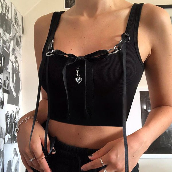 Black bow camisole top