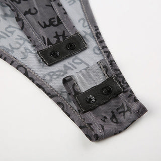 Dark letter printed jumpsuit top