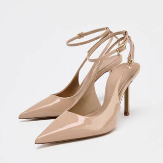 nude patent heels