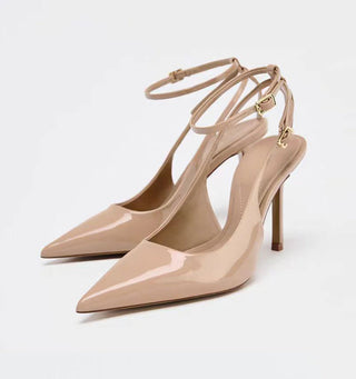 nude patent heels