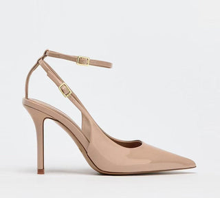 nude patent heels