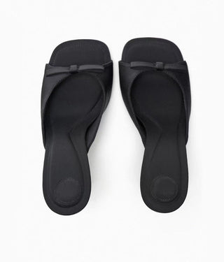 bow satin slides