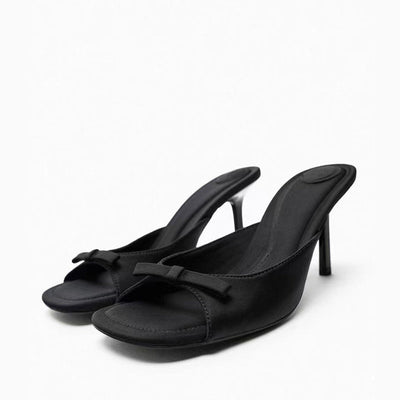 bow satin slides