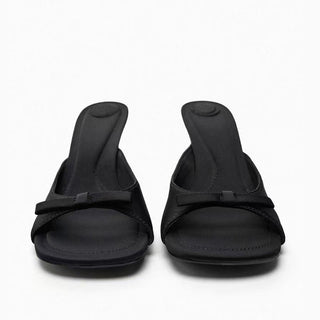 bow satin slides
