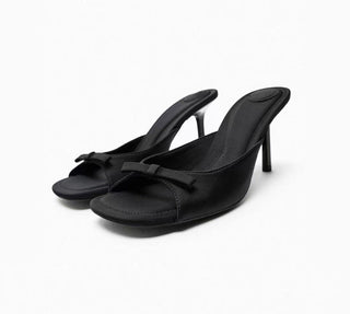 bow satin slides