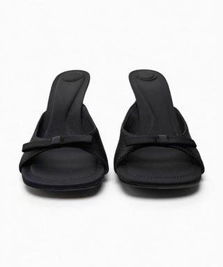 bow satin slides