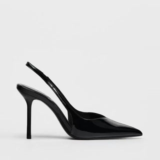 black patent mules