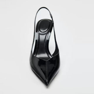 black patent mules