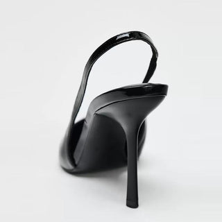 black patent mules