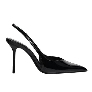black patent mules
