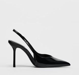 black patent mules