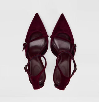 wine red stilettos