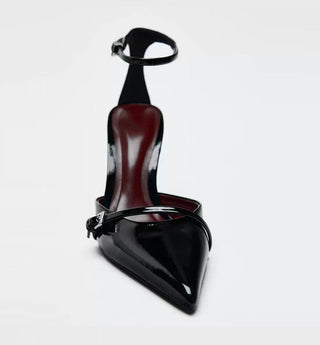 wine red stilettos