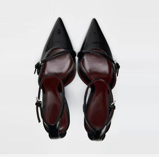 wine red stilettos