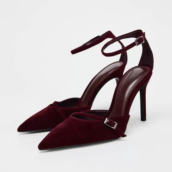 wine red stilettos